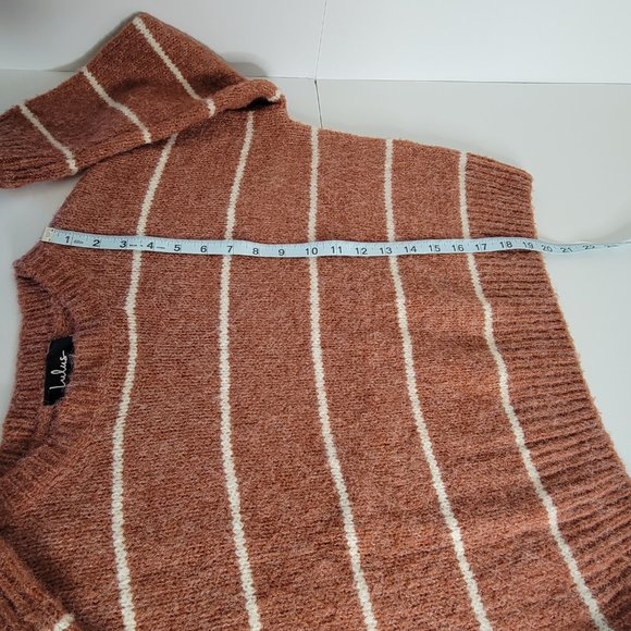 Lulus Crew Neck Loose Fit Acrylic Blend Sweater, Ladies Size Small Rust/Cream - Picture 7 of 11